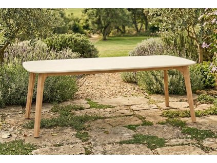 zahradny dreveny stol MALI II 225cm so svetlou cemenovou doskou ratanea.sk