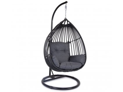 závesné ratanové kreslo VALETA čierne ratanea.sk